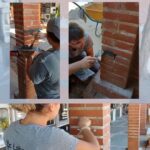 LOS ALUMNOS DE ALBAÑILERÍA REFUERZAN LOS PILARES DEL CEMENTERIO MUNICIPAL