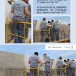 L'ALUMNAT D'OBRA REALITZA ELS TREBALLS D'ENFOSCAT I LLUÏT DEL MUR EXTERIOR DEL DIPÒSIT MUNICIPAL DE VEHICLES